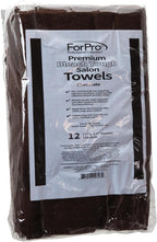 ForPro Premium Bleach Tough Salon Towels, Chocolate, 100% Cotton, Bleach-Proof Towels, Stain Resistant, 16” W x 27” L, 12-Count