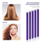 Syhood 30 Pcs 7'' Flexible Curling Rods Twist Foam Hair Rollers Soft Foam No Heat Hair Rods Rollers and 1 Steel Pintail Comb Rat Tail Comb for Women Long Short Hair(Purple,7 x 0.39 Inch)