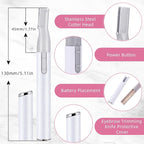 Chumia 2 Pcs Electric Eyebrow Trimmer Women Precision Face Razors Mini Shaver with Comb Christmas Women Gift Battery Operated Personal Epilator for Face Neck Fuzz Lips Leg(White, Pink)