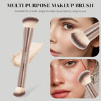 MAANGE 7pcs Makeup Brush Set Double Sided Kabuki Makeup Brushes Contour Brush for Foundation Liquid Powder Concealer Cream Cosmetics Bronzer Blending Blush Buffing Makeup Tools (Gold)