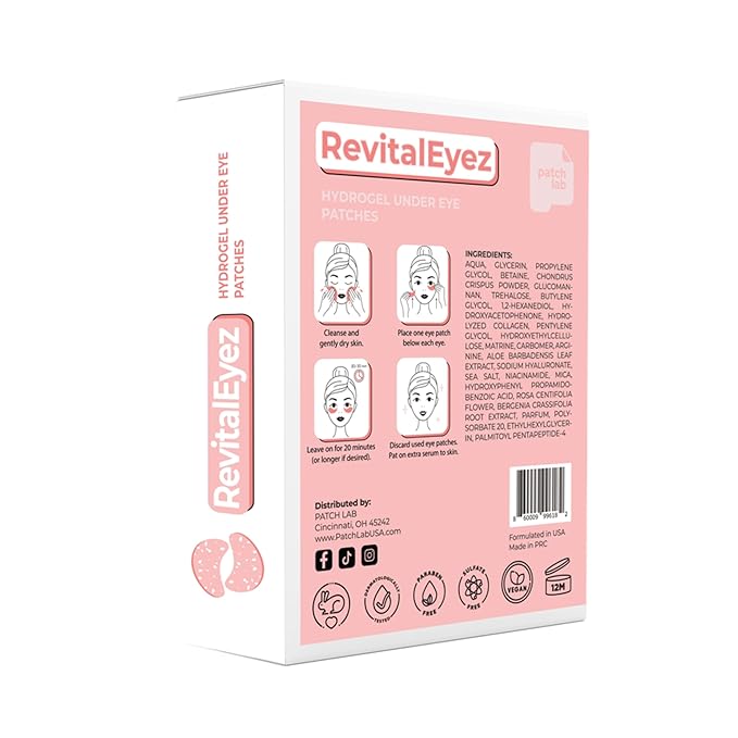RevitalEyez Brightening Hydrogel Under Eye Patch with Niacinamide, Collagen & Rose Petals for Puffy Eyes, Wrinkles, Dark Circles (10 pairs)