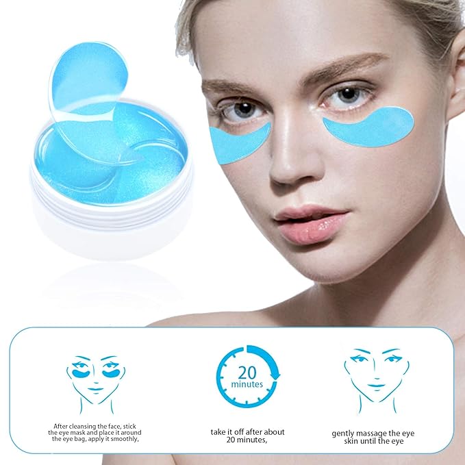 Under Eye Patches, Hyaluronic Acid Eye Mask Moisturizing, 60PCS Eye Gel Pads With Collagen Eye Treatment for Reducing Dark Circles, Wrinkles Anti-Aging, Fine Lines Eye Bags Puffiness Women Men