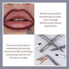 Mousse Lip Liner Pencil, Long Wear Lip Liner Velvet Matte Creamy Long Lasting Lip Liner Pencil, Dual-Ended Full Coverage Lip Liner with Lip Brush, High Pigment & Smudge-proof Lip Pencil Makeup(02#)