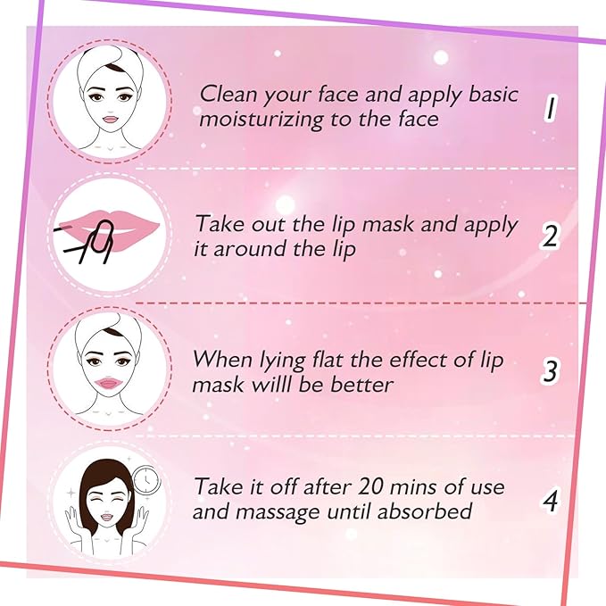 Adofect 30 Pieces Collagen Crystal Lip Masks,Pink Lip Patches& Moisturizers Collagen Lip Pads Great for Hydrating Skin, Anti Chapped & Anti-Aging and Plump Your Lips,Pink