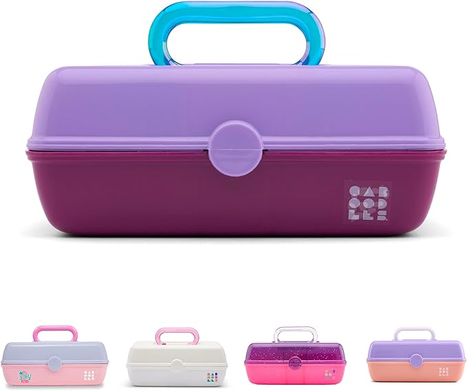 Caboodles Pretty in Petite Makeup Box, Hard Plastic Organizer Box, 2 Swivel Trays, Fashion Mirror, Secure Latch for Safe Travel