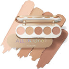 FOCALLURE #GoldenAge 5 in 1 Multi Uses Concealer Palette, 5 Colors Correcting Conceal Palette, Camouflage Contour Palettes for Dark Circles, Face Contouring Highlighter Pallet, 01 LIGHT-MEDIUM