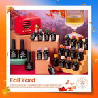 Beetles Fall Gel Nail Polish Set - Fall Yard Gel Polish Kit, 20 Color Orange Burgundy Red Navy Blue Glitter, Soak Off LED UV with Base Top Coat Nail Art Manicure Gift for Women