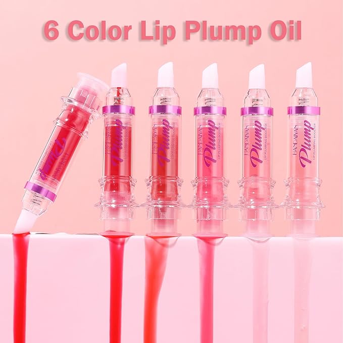 6 Colors Lip Plumper, Hydrating & Smooth Lip Wrinkles, Enhancing Plump Effect for Fuller Lips High Shine Lip Glaze Long Lasting Nourishing Lip Plumper for Women Girls (# 06)