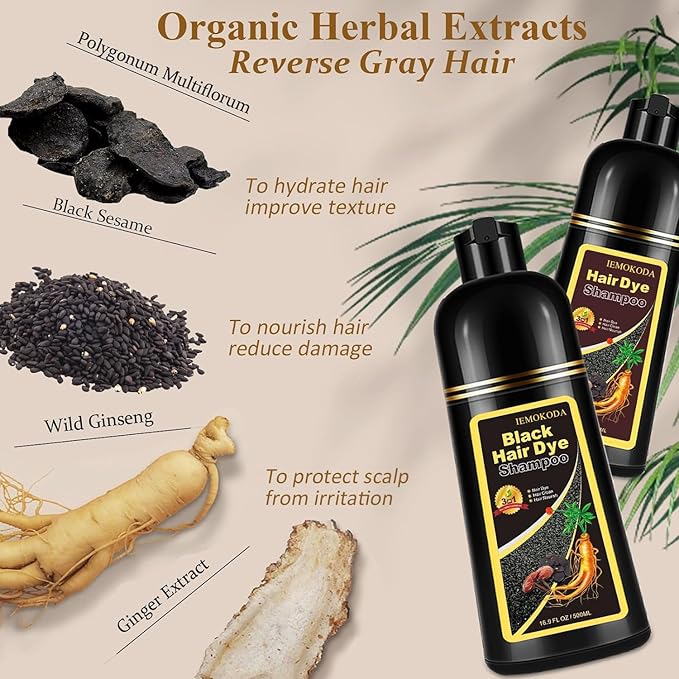 Hair Dye Shampoo for Gray Hair, 3-in-1 Color Shampoo Hair Dye for Women & Men, Natural Brown Hair Coloring Shampoo, Shampoo Tinte Para El Cabello, Plant Bubble Hair Dye, Easy to Use at Home (Coffee)