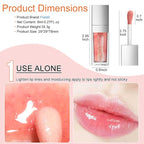 Hydrating Lip Glow Oil, Moisturizing Lip Plumper Gloss, No-Sticky Transparent Plumping Lip Gloss Tinted Lip Balm for Lip Care and Dry Lips (Cherry)
