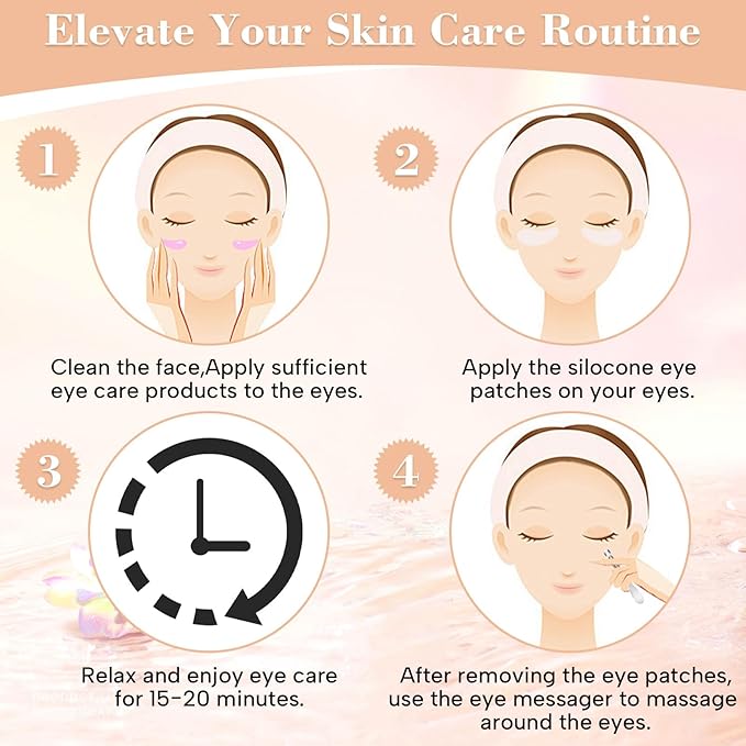 Reusable Silicone Eye Patches Mask Reduce Dark Circles Puffiness & Tired Eyes - 2 Refills Reusable Under Eye Patches for Adults Skincare Eye Treatment