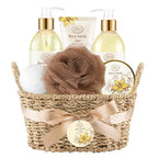 Bath and Body Warm Vanilla Sugar Spa Gifts for Women, with Shower Gel, Bubble Bath, Body Lotion, Bath Bomb, Bath Salt, Spa Basket Gift Set for Women, 7pcs Set Gifts