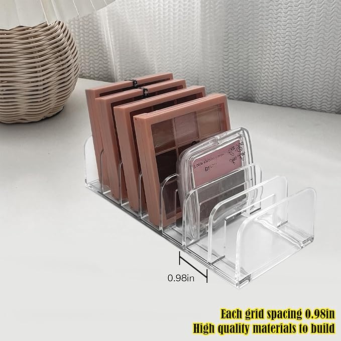 Makeup Palette Organizer,Acrylic Eyeshadow Palette Pallet Holder,7 Sectons BPA-Free Divided Make Up Blush,Contour Storage Holder Cosmetic Eye Shadow Display Stand Clear Rack Vanity Holder（2 Pack）