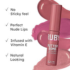 Ruby Kisses Lip Gloss Butter Bomb Gloss Non-Sticky Lip Gloss Vitamin E Natural Nude Lip Makeup - 7.8mL (0.26 US fl.oz) (Flirty)