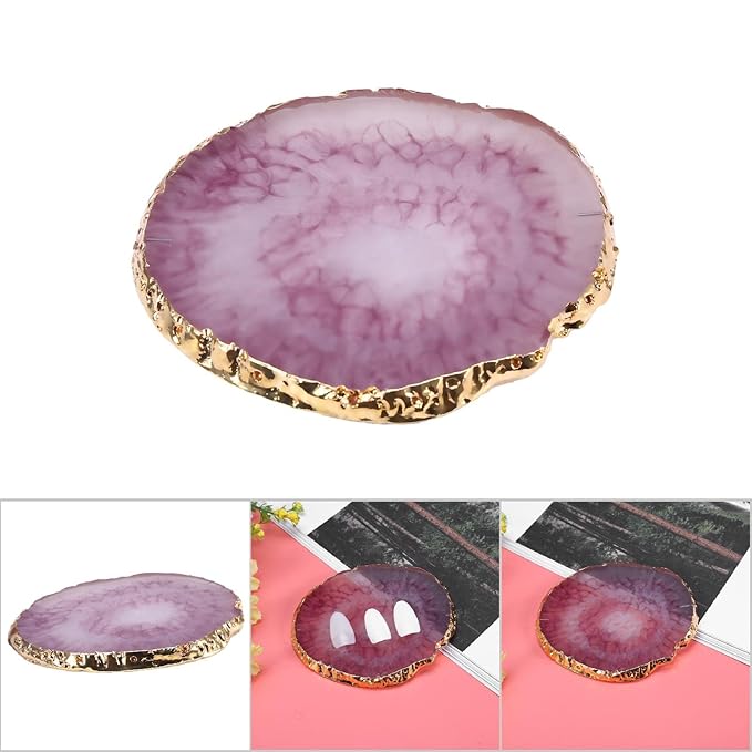 Nail Art Palette, Natural Resin Stone Nail Art Palette for Painting Placing Things Making Nail(Rose red)