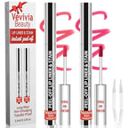 2pcs Lip Stain Peel Off - Lip Liner Stain Long Lasting Waterproof,2-in-1 Lip Liner with Tweezer Nude Matte,Non-Stick Cup,Highly Pigmented，Natural Finish,Stay On All Day,Perfect for Gift (Nude+Rose)