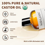Organic Castor Body Oil: Cold Pressed 16OZ USDA Certified 100% Pure Organic Castor Oils for Hair Growth&Skin Oil for Eyebrows, Eyelash Carrier Oil for Women&Men Hair Moisturizer,Hexane-Free