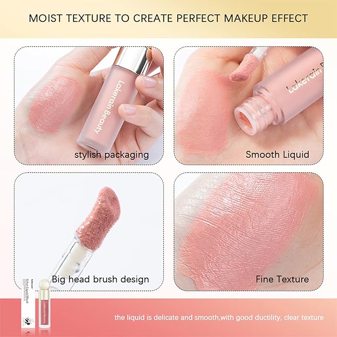 Liquid Blush, Natural Matte Velvet Finish, Soft Cream Liquid Face Blush for Cheeks, Skin Tint Rubor Makeup, Long Lasting Lightweight Blendable (#01 Nude Pink)