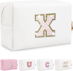 Initial letter patch makeup bag,