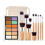 All In One Color Correcting Palette + 8 Makeup Brushes, 3D Cosmetics Cream Contour Highlighting Foundation Makeup Palette Long Lasting for Sculpt &Highlighting, Define Cheekbones