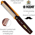 Kent 82T Handmade Folding Pocket Comb for Men, Fine Tooth Hair Comb Straightener for Everyday Grooming Styling Hair, Beard or Mustache, Use Dry or with Balms, Saw Cut Hand Polished, Made in England