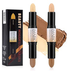 4 Colors Highlight and Contour Stick,Dual-Ended Full Coverage Stick Set