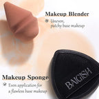 Makeup Sponge 1 Powder Puff +1 Smooth Foundation Brush for Liquid, Cream and Makeup,Super Soft, Makeup Blender, Latex Free Seamless Flawless Soft Setting Couple Set