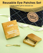 Lictin Reusable Eye Patches, Silicone Under Eye Patches with Lifting Effect to Relieve Wrinkles and Fine Lines, Pair with Metal Eye Cream Applicator,Tin Case