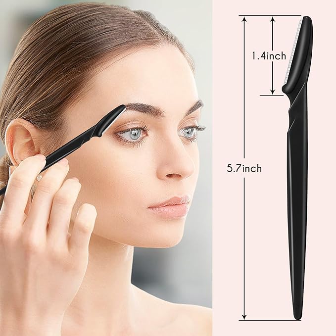 6 Pcs Black Eyebrow Razor, Face Razors Multipurpose, Facial Razors for Women Men, Eyebrow Trimmers Shaver with Protective Cover, Dermaplaning Tools for Face Body Use, Facial Hair Removal Tools