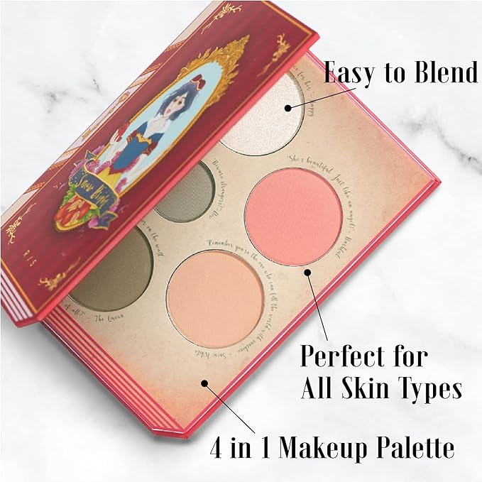 READY TO SHINE Snow Bright Contour Highlight Blush Makeup Palette - Smooth and Pigmented - Easy to Blend - Vegan and Cruelty Free - 5 Part Pressed Powder Makeup Kit - With Mirror For All Skin Types