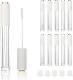 COSIDEA 10pcs Empty Round 4ml 0.13oz lip gloss tubes with soft silicon tip wand Gold white lid Lipgloss tube containers for lip oil packing