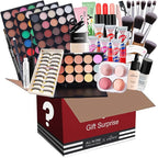 All in One Makeup Set Holiday Box, Essential Starter Bundle Include Eyeshadow Concealer Lipstick Lip Gloss Eyeliner Eyebrow Pencil Lip Balm Face Powder, Full Makeup Kit for Women Girls