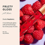 Winky Lux Fruity Gloss pH Lip Stain, Non Sticky Lip Gloss, Tinted Lip Oil, Lip Lacquer, Yummy Fruit Lipgloss, Jojoba Oil for Hydration & Shine, Raspberry