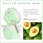 2Pc Jelly Lip Mask Overnight,Fruity Avocado Lip Sleeping Mask Day Night Repair Kawaii Lip Balm Hydrate Plump Dry Lip Scrubs Exfoliator,Lip Care Lip Moisturizer with Collagen-Avocado