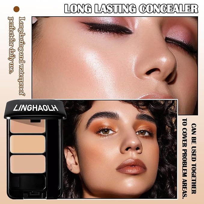 3 Colors Corrector Palette,Full Coverage Cream Concealer Liquid