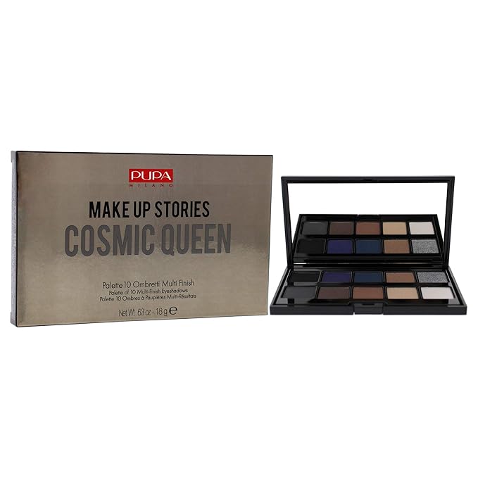 Pupa Milano Make Up Stories Eyeshadow Palette 004 Cosmic Queen - 10-Shade Shadow Collection with Matte, Satin, and Metallic Color Options - High Pigment Formula - Soft, Blendable Texture - 0.63 oz