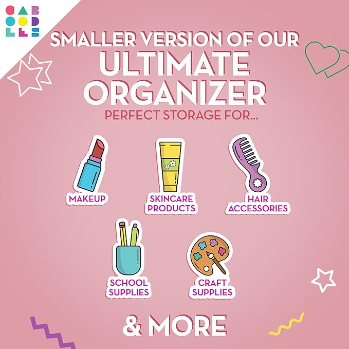 Caboodles Pretty in Petite Makeup Box, Hard Plastic Organizer Box, 2 Swivel Trays, Fashion Mirror, Secure Latch for Safe Travel