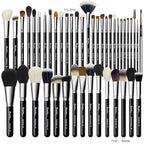 Makeup Artist MUST HAVES 42Pcs Makeup Brushes Set with Real Natural Goat Hair By BUEART DESIGN (42Pcs Matte Pearl Black)