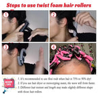 30PCS 9.45" Heatless Flexible Curling Rod, Skinny Small Flexi Rod Soft Twist Foam Hair Rollers for Tight Curl Women Girl Home Use Long and Short Hair (0.31 x 9.45 Inch, Pink#)