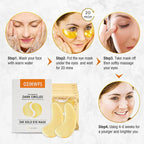 Organic 24K Gold Eye Mask with Collagen. Treatments reduce Puffy Eyes and Dark Circles Reduce Wrinkles and Fine lines
