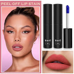 2PCS Peel Off Lip Stain Lip Tint Matte Liquid Lipstick Nude Lip Gloss Long Lasting Waterproof Lip Tint Stain Non-stick Cup Peel Off Lipstick Lip Makeup for Women Girls （01#+02#）