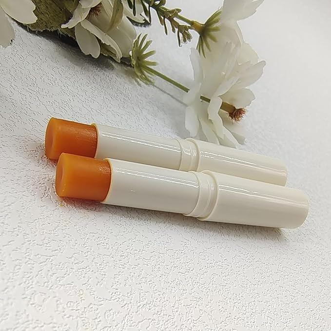 2PCS Natural Plant lip balm Pink Lips Serum Lightening Dark Lips Bleaching Essence Lip Balm Repair Fine Lines Brighten Moisture Exfoliator Lip Care (Orange)