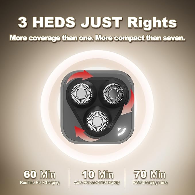 Facial Hair Removal for Women, 3D Floating Blade Rotary Razor, Wet/Dry Electric Shaver, Portable & USB Rechargeable Epilator Hair Remover for Face, Upper Lip, Chin, Arms & Legs (Silver)