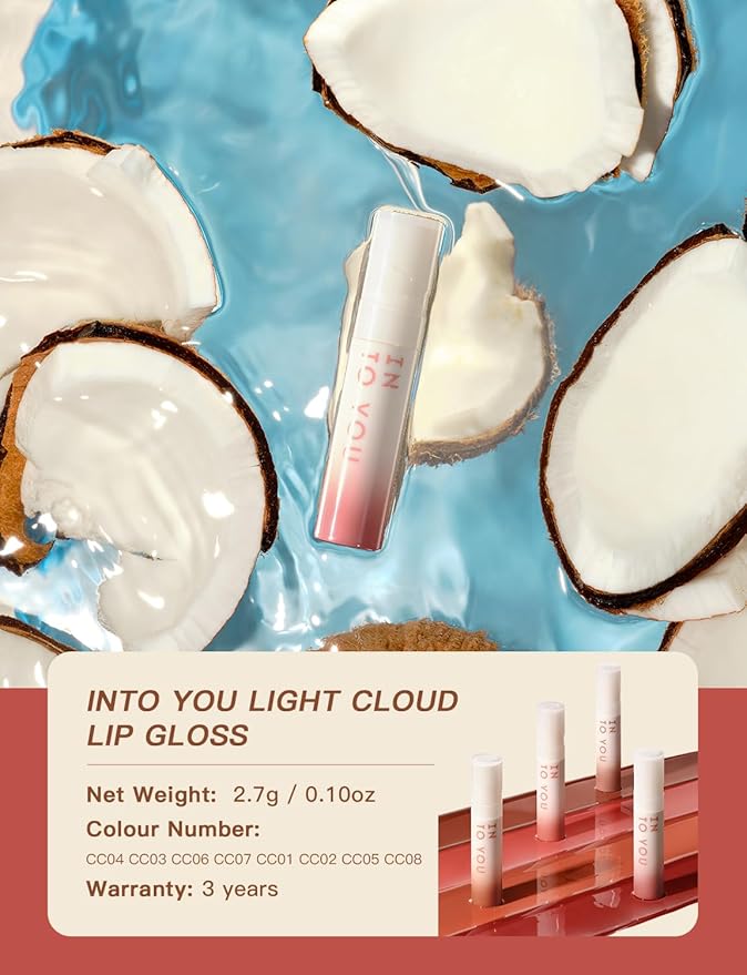 INTO YOU Lip Gloss Coco Liquid Moisturizing Lipstick Long Lasting Lip Stick Lip Stain Makeup Glitter Shine Non-sticky Lipstick for Women (CC04)
