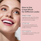 Multi Cream Blush & Blush Brush Set, Korean Makeup Blush for Cheeks, Multi-Use Face Balm, Lightweight & Hydrating, Blendable Color, Non-Greasy, Soft Bristles for Radiant Finish (Pink Camellia)