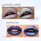 Green Glitter Lip Gloss Liquid Lipstick, Diamond Shimmer Metallic Sparkly Iridescent Chameleon Lip Gloss Gift for Women, Long Lasting Waterproof Highly Pigment Glimmer Holographic Lip Makeup01