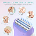 Epilator for Women-Cordless Epilators Hair Removal for Women, 4-in-1 Electric Razor Hair Remover, 2 Speeds & 21 Tweezers for Face Legs Arms Armpit Bikini, Purple HR310