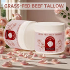 Beef Tallow for Skin, Whipped Beef Tallow For Skin, Tallow Face Moisturizer, Rose-Flavoured Whipped Tallow Face Cream Moisturizer Beef Tallow Blam Grass Fed Body Lotion Skin Care, 5.3 OZ