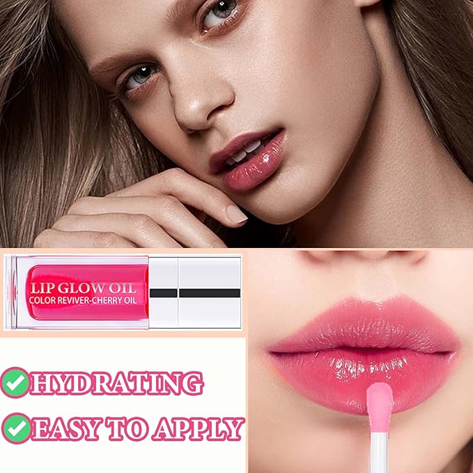 Lip Glow Oil,Clear Plumping Lip Oil Waterproof Glow