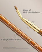 Desert Oak Series Bent Eyeliner Brush - 30° Angled Kolinsky Sable for Sharp Lines & Brows, Luxury Bubinga Handle (CM 177)